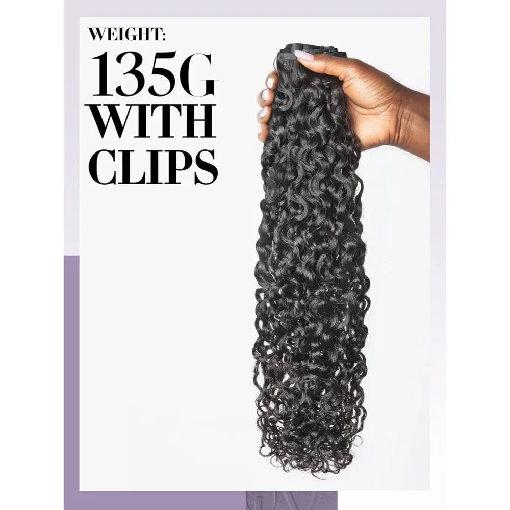 Curly Clip in Hair Extensions Human Remy Black 14Inch Natural Fullness
